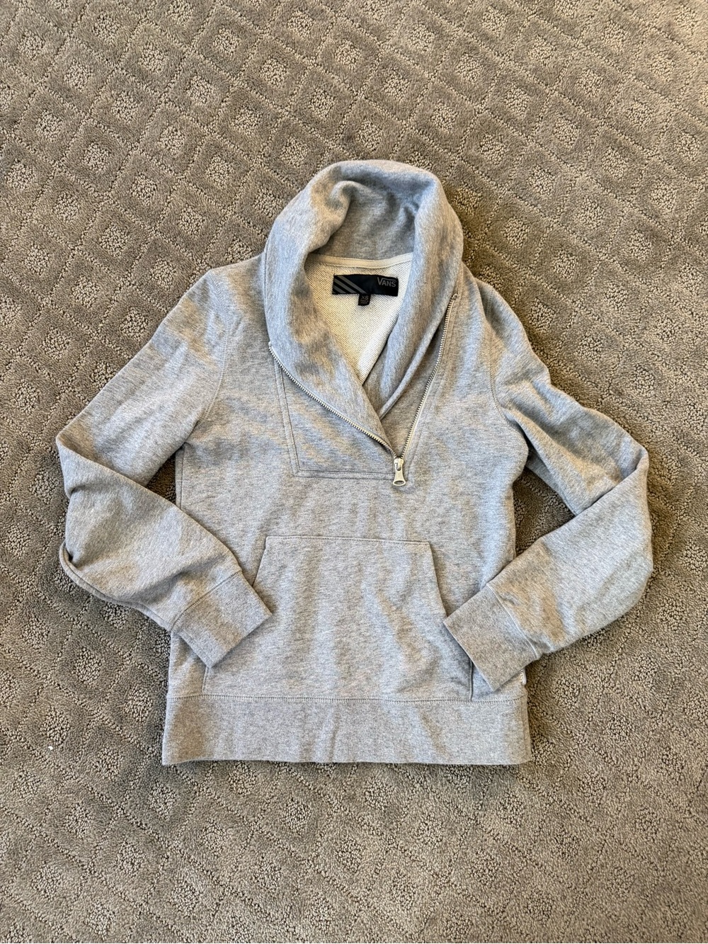 Women’s Vans Cozy Shawl Collar Pullover - Light Gray Sweatshirt Top Size XS